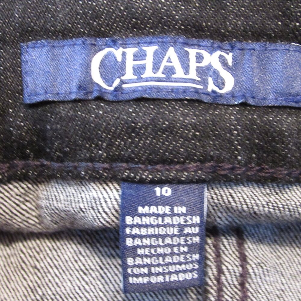 Chaps Black Denim Button Front Pocket Midi Denim … - image 3